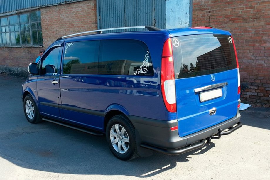 Mercedes Vito W639 2004-2014 Hintere Eckschutzrohre AK003 Schwarz (2 Stk., Edelstahl) Mittlerer und langer Radstand Foto 10