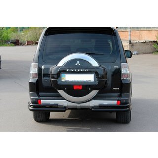 Hinterer Doppelrohrbügel AK003 Schwarz (Edelstahl) Mitsubishi Pajero Wagon IV 2006-2021 Foto 3