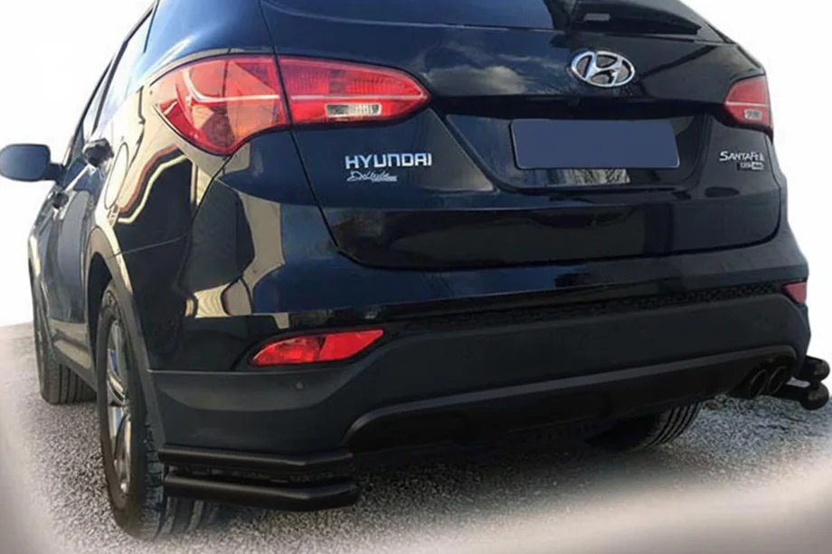 Hyundai Santa Fe 3 2012-2018 Hintere Eckschutzrohre AK-003 Doppel Black (Edelstahl) Image