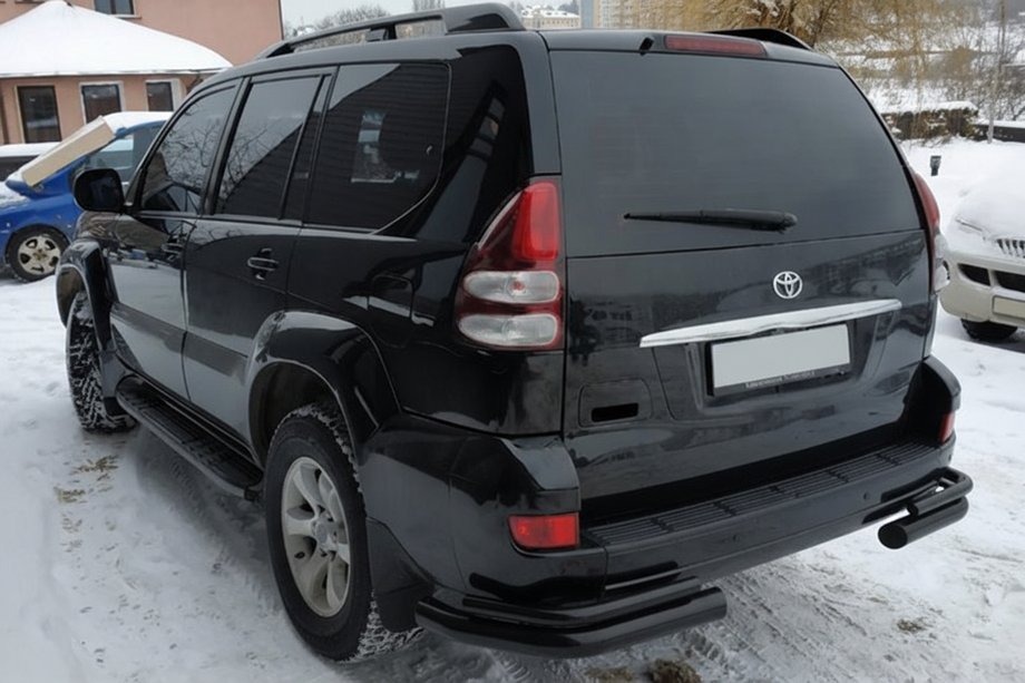 Toyota Land Cruiser Prado 120 2002-2009 Hintere Doppelrohre AK003-2 Schwarz (2 Stk., Edelstahl) Foto 3