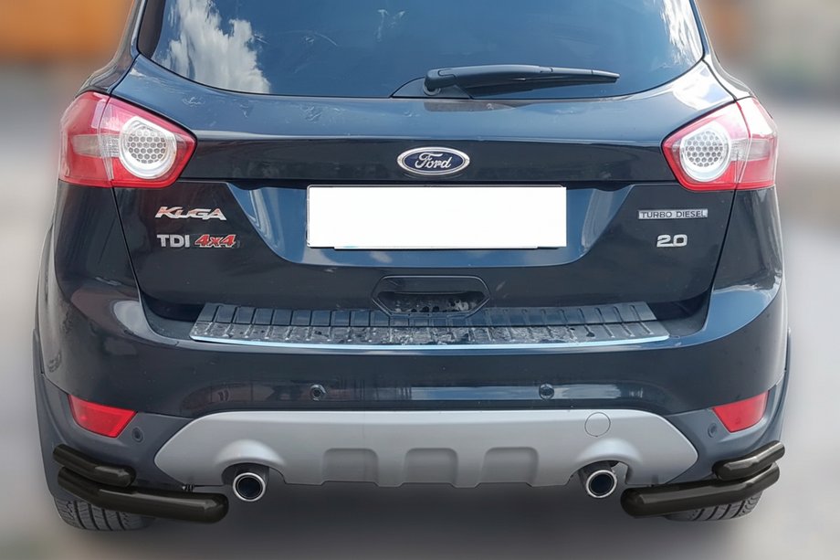 Ford Kuga 2008-2013 Hintere doppelte Eckrohre AK003-double Schwarz (2 Stk., Edelstahl) Image