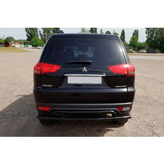 Hinterer Schutz AK002-2 Schwarz (2 Stk, Edelstahl) Mitsubishi Pajero Sport 2008-2015 Foto 4