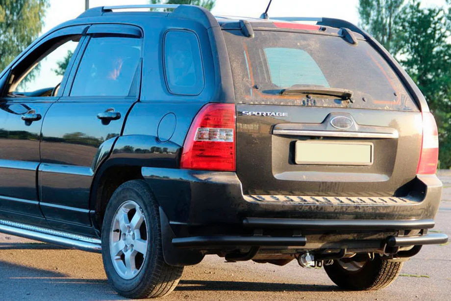 Kia Sportage 2004-2010 Heckbügel AK007 Schwarz (Edelstahl) Image