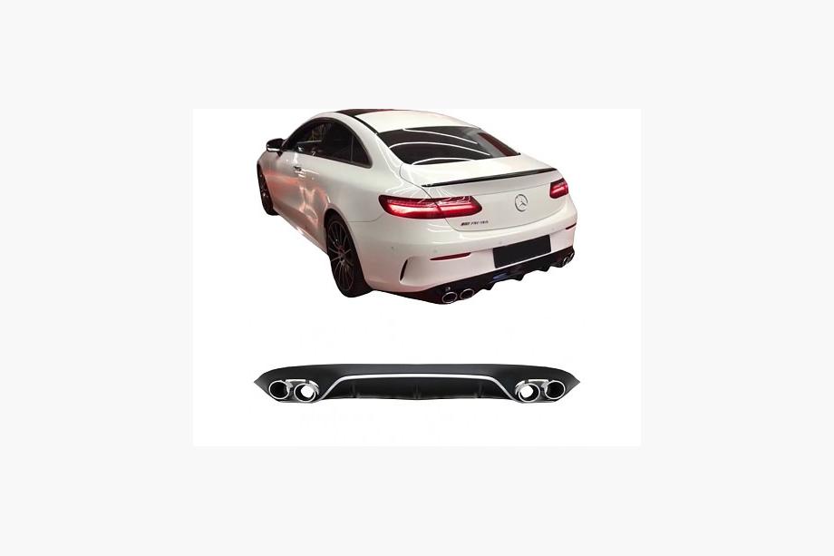 Mercedes E-class coupe C238 2016-2024 Heckdiffusor Black mit Chrome Endrohren (Design AMG53) Foto 3