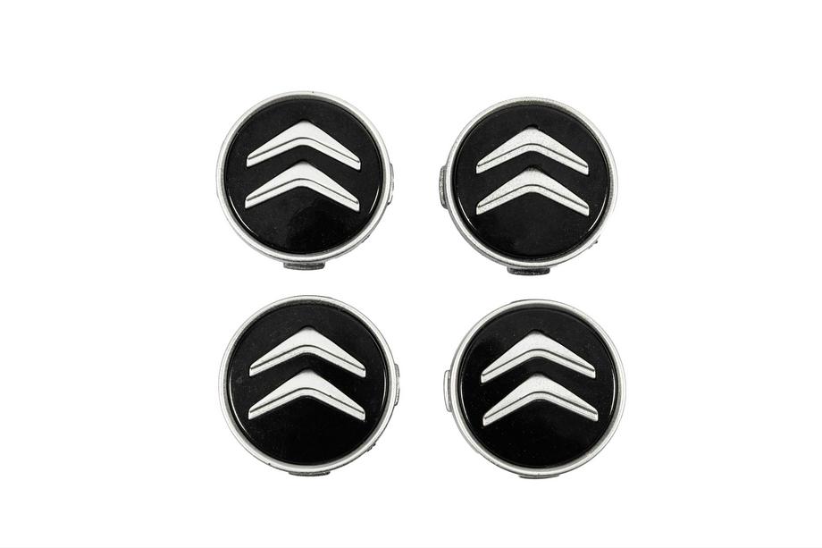 Citroen Felgendeckel 60/56 mm (Schwarz/Chrom, 4 Stk.) Image