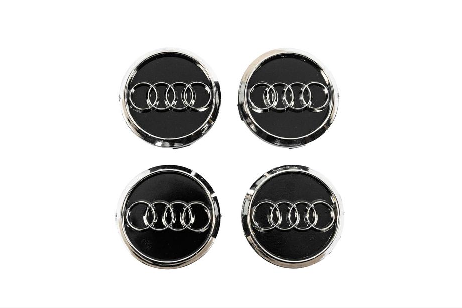 Audi Nabenkappen für Felgen 60/58 mm (Schwarz/Chrom, 4 Stk.) Image