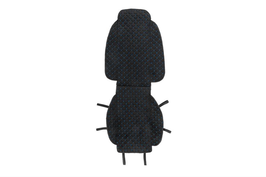 Sitzauflage aus Velours (1 Stk., Schwarz mit blauer Naht) Image