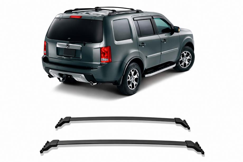 Honda Pilot 2008-2015 Dachträger-Querträger für integrierte Dachreling OEM (2 Stk.) Schwarz Foto 2