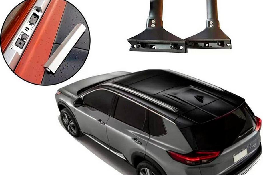 Nissan X-trail T33/Rogue 2022- Dachträger Quertraversen für integrierte Reling OEM (2 Stk.) Schwarz Foto 16