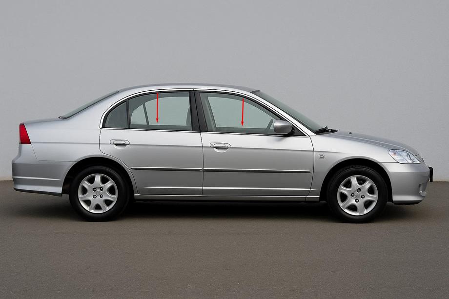 Honda Civic Sedan VII 2001-2006 Fensterzierleisten außen Edelstahl (4 Stk) Carmos - Türkischer Edelstahl Image