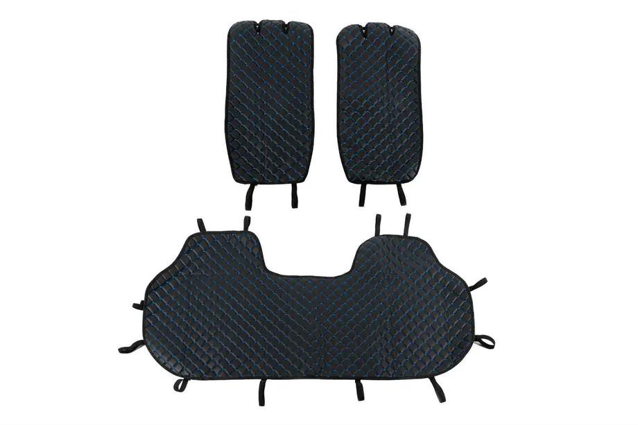 Velours-Sitzauflagen für Rücksitze (Set, Schwarz mit blauem Faden) Image