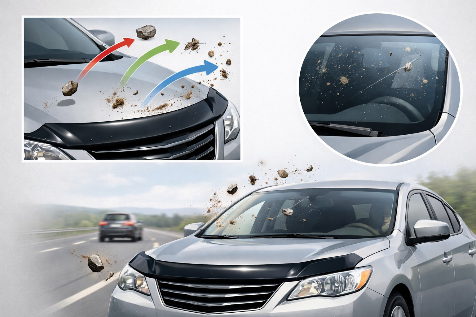 Hilft ein Motorhaubendeflektor gegen Steine, Insekten und Schmutz?