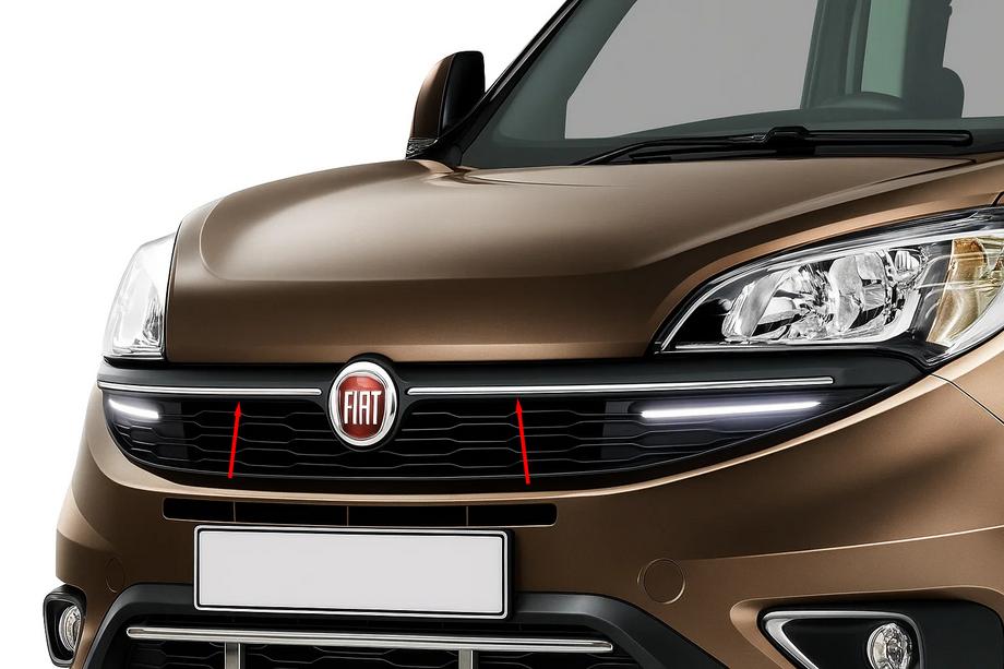 Fiat Doblo II 2010-2022 Kühlergrill Blenden (2015↗, 2 Stk., Edelstahl) Image