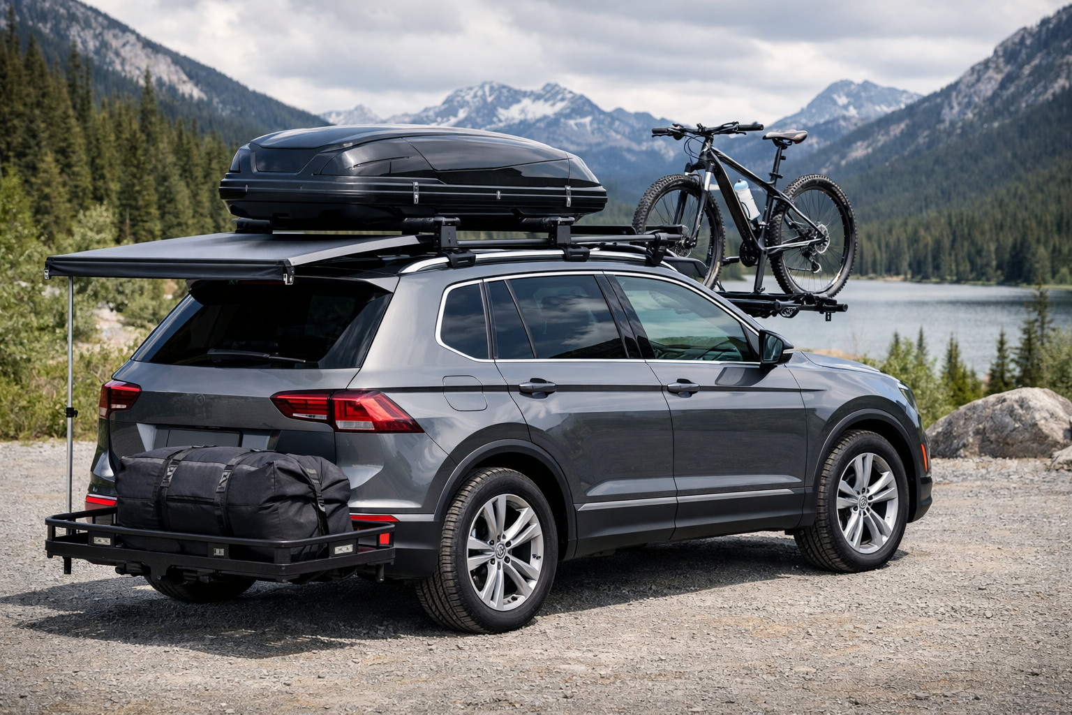 Was man am Volkswagen Tiguan 2016-2023 für Dachgepäck und Reisen montiert
