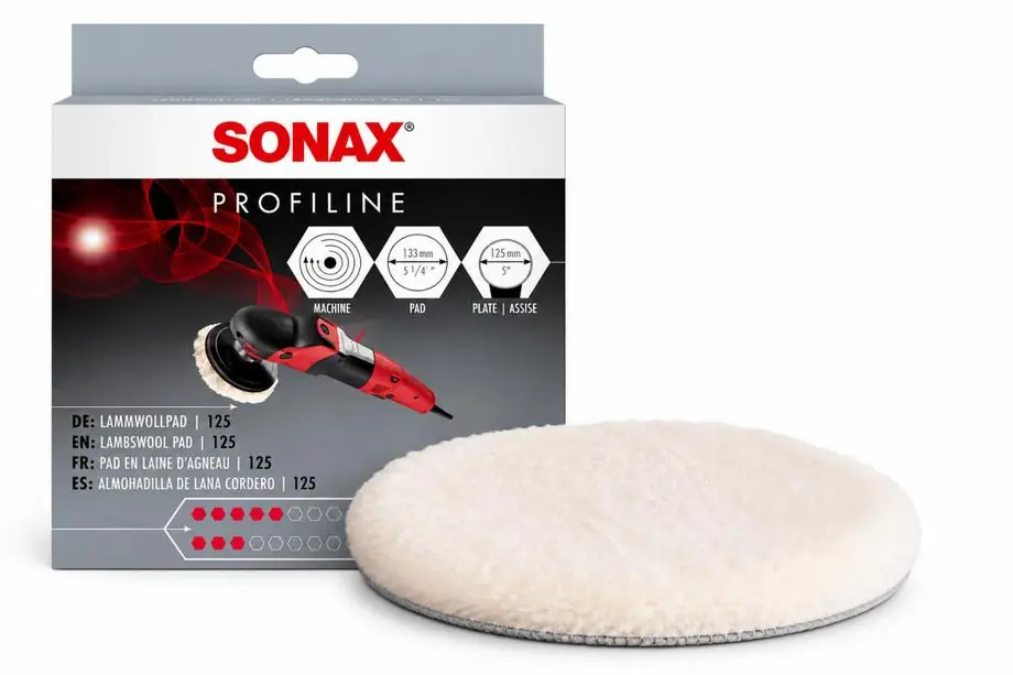 Polierpad aus natürlicher Schafwolle und Polyester 125 mm Sonax Foto 1