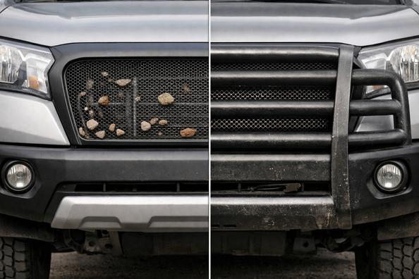 Kühlergrill mit Gitter oder verstärktes Metall: Was schützt besser vor Steinen und Schmutz?