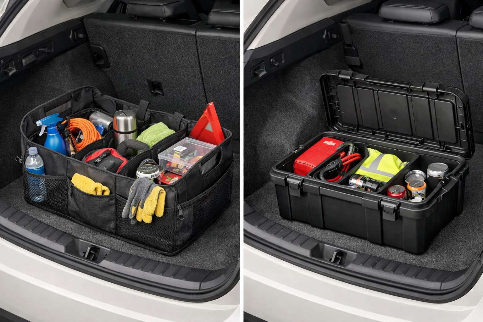 Organizer-Tasche oder stabile Kofferraumbox: was ist praktischer