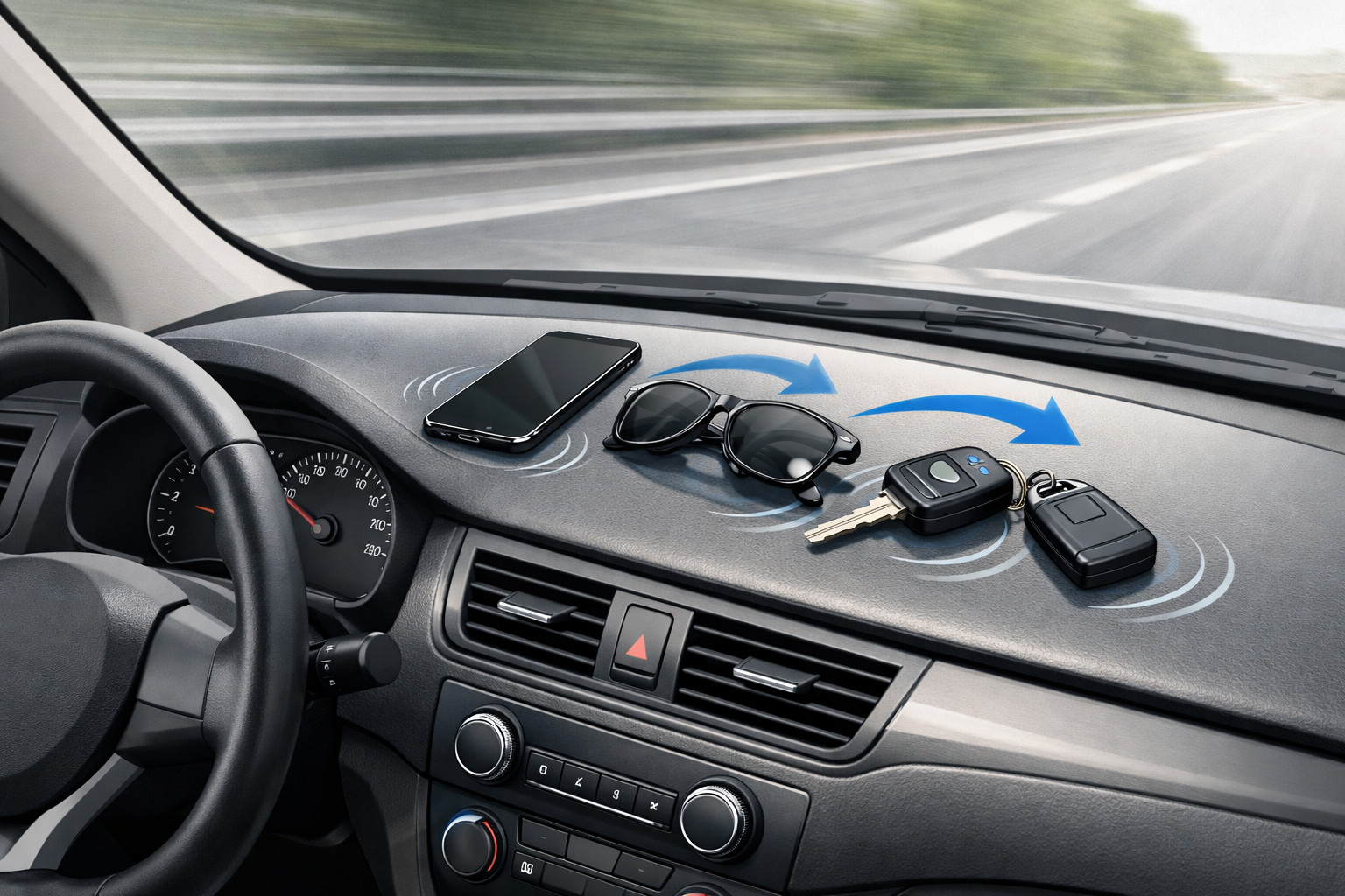 Was tun, wenn Kleinteile während der Fahrt über das Armaturenbrett rutschen