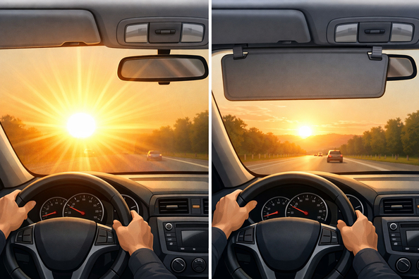Warum die Sonne morgens und abends blendet – und wann ein Windschutzscheiben-Visier hilft