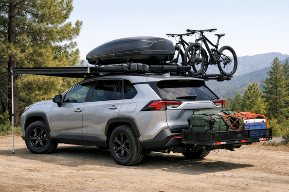 Was passt auf den Toyota RAV4 2019+ für Urlaub und Dachgepäck Foto 1