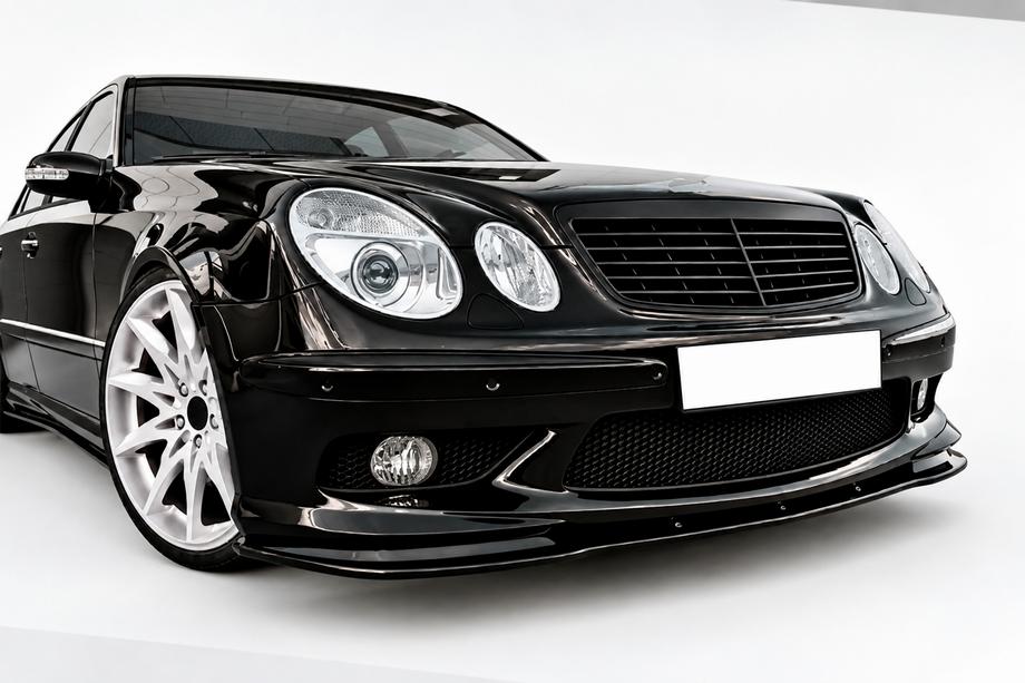 Mercedes E-class W211 2002-2009 DPT Frontlippe (für AMG, 2002-2006, Schwarz Hochglanz) Foto 1