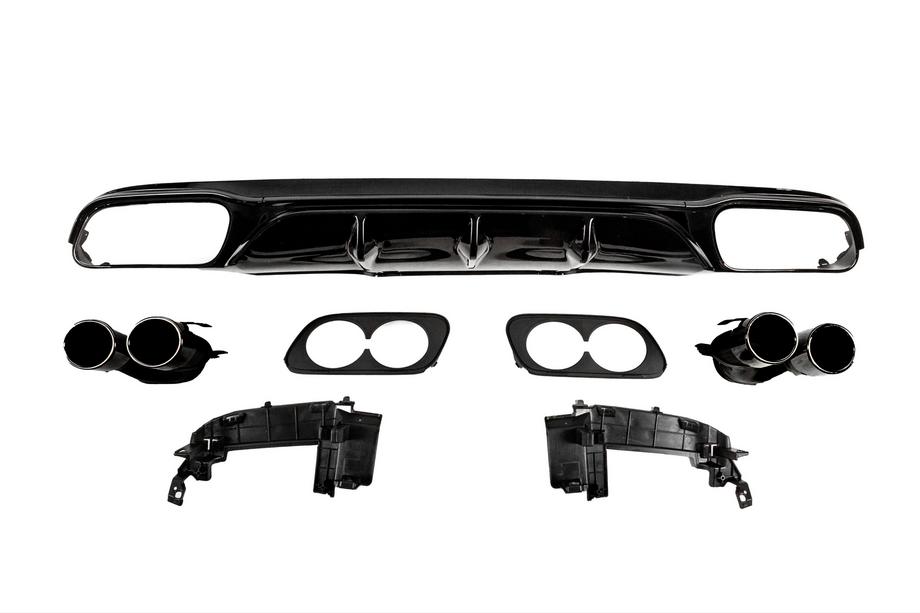 Mercedes E-class W213 2016-2023 Heckdiffusor mit Auspuffendrohren E53-Design Black (für Base) Image