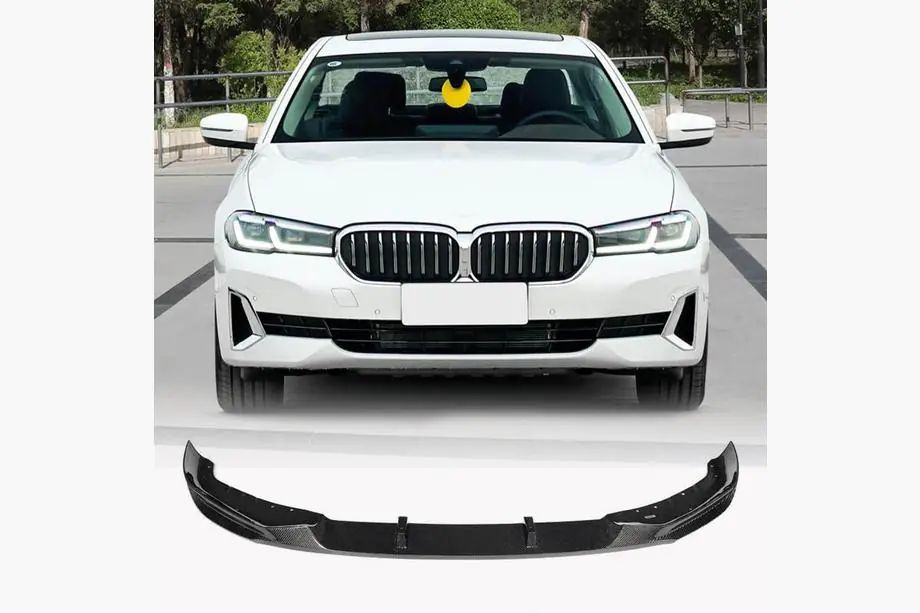 BMW 5er G30/G31 2017–2023 Frontspoiler-Lippe Lip für die vordere Stoßstange (für Base 2021-2024, Carbon) Foto 1