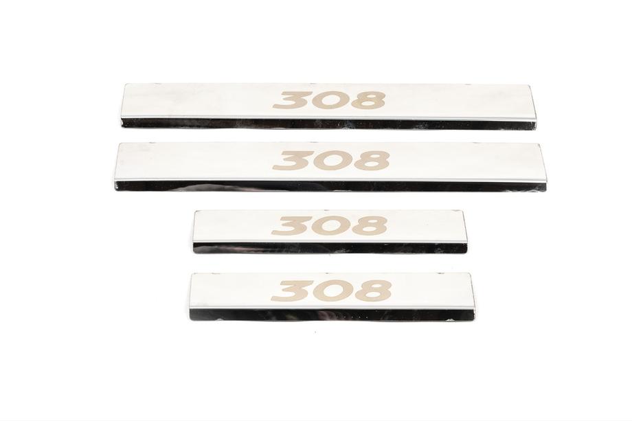 Peugeot 308 2007-2013 Einstiegsleisten Abdeckungen (Carmos, 4 Stk, Edelstahl) Image