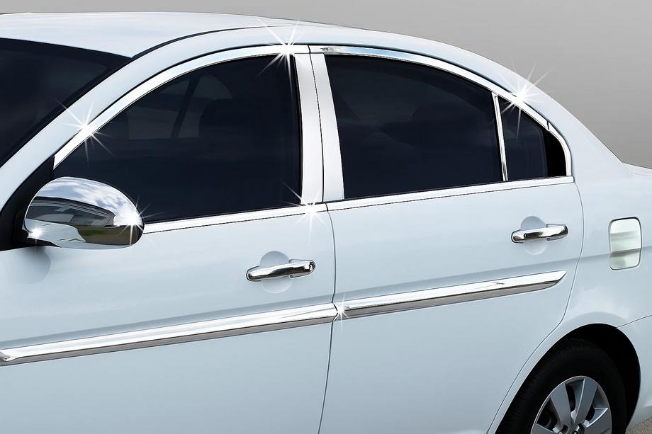 Hyundai Accent 2006-2010 Komplette Fensterrahmen Zierleisten Edelstahl (14-tlg.) Foto 1