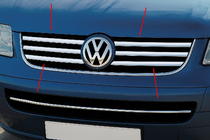 Volkswagen T5 Multivan 2003–2010 Chrom Kühlergrill Blenden (6 Stk, Edelstahl) Foto 1
