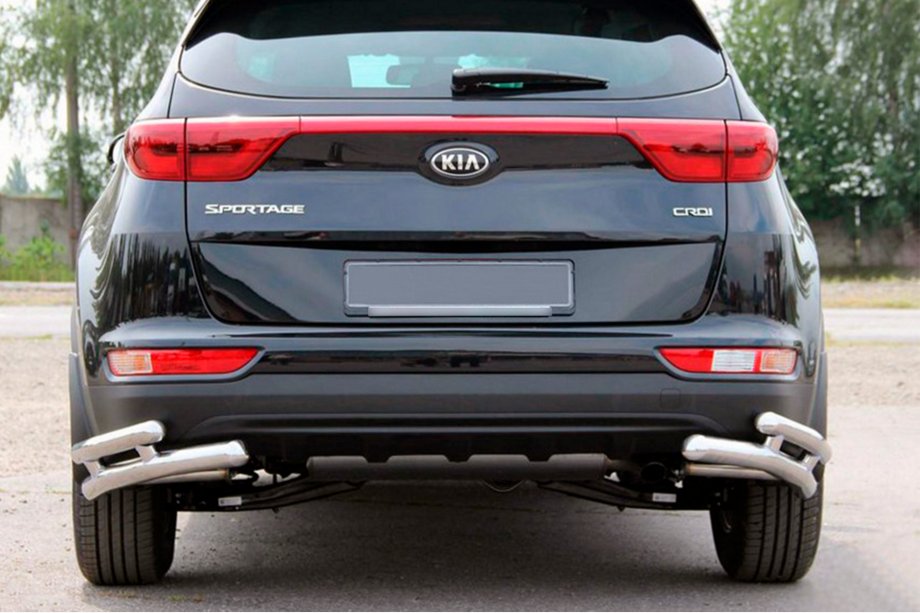 Kia Sportage 2015-2021 Heckschutz Doppel-Eckschutz AK003 Doppel (Edelstahl) Image