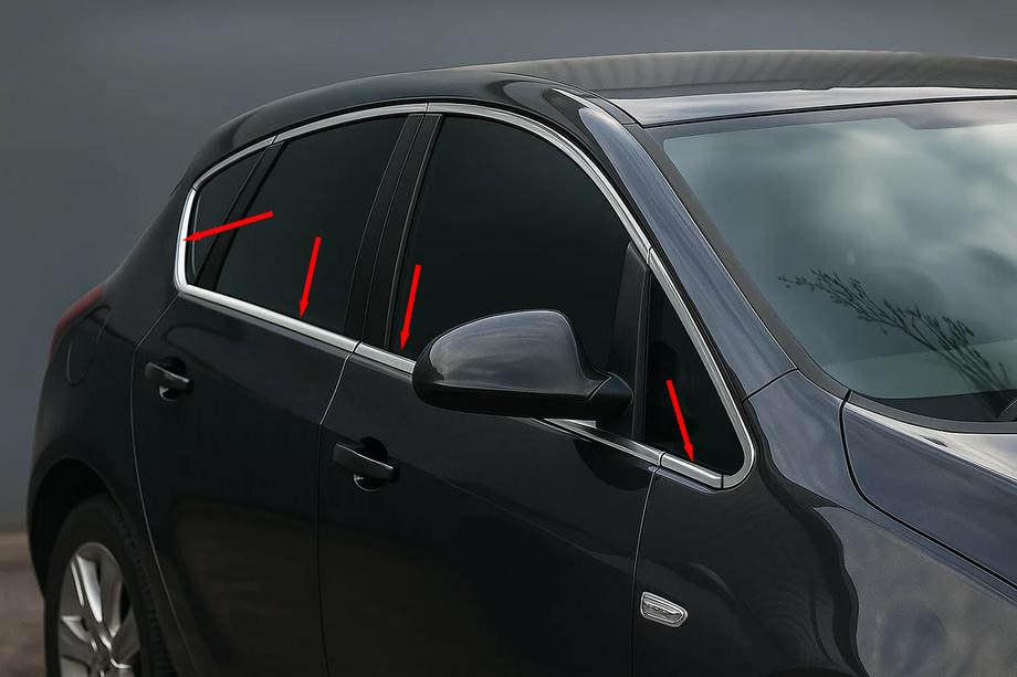 Opel Astra J 2009-2015 Fensterunterkante Chromleisten (Hatchback, 8 Stk, Edelstahl) Carmos - Türkischer Edelstahl Image