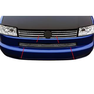 Grill Einsätze für Stoßstange Gerade Motorhaube (3 Stk, Edelstahl) Volkswagen T4 Transporter 1990-2003 Foto 1