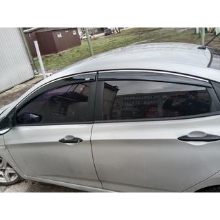 Windabweiser mit Chromleiste SD (4 Stk, Niken) Hyundai Accent 2011-2017 Foto 1