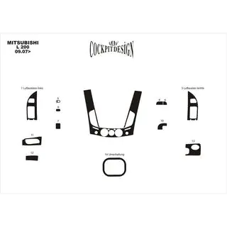 Armaturenbrett Abdeckungen (13-teilig) Mitsubishi L200 2006-2015 Foto 4