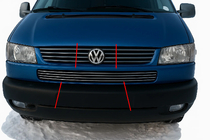 Volkswagen T4 Transporter 1990-2003 Zierleisten fur den unteren Kuhlergrill Schraghaube (4 Stk, Edelstahl) Foto 1
