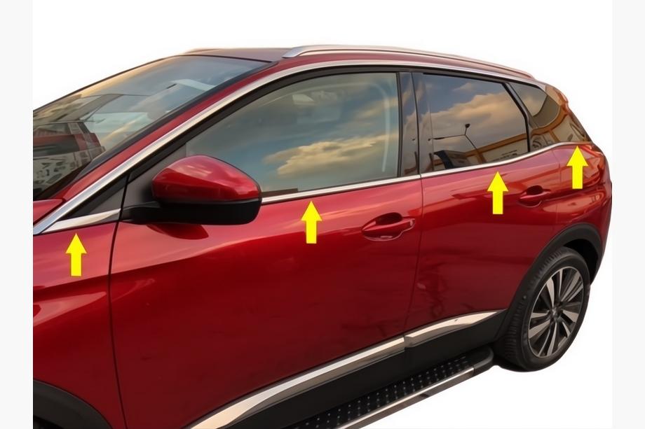 Peugeot 3008 2016-2023 Fensterzierleisten unten Edelstahl (8 Stk) Carmos - Türkischer Edelstahl Image