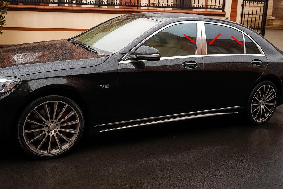 Mercedes S-class W222 2013-2022 Carmos Edelstahl-Säulenverkleidungen Image