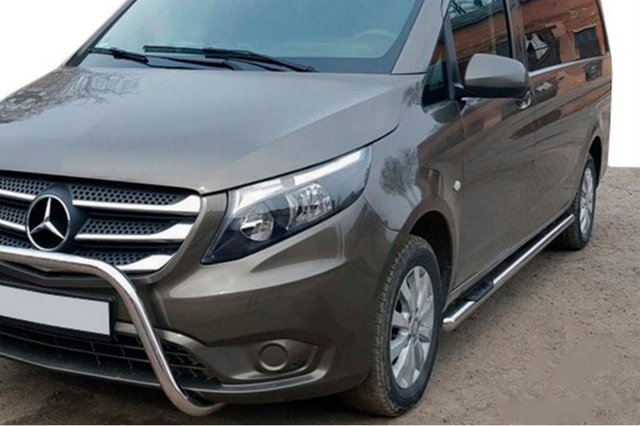 Mercedes Vito/V-class W447 2014- Seitliche Rohre 2 Stk., Edelstahl d60, langer Radstand (L3) Image