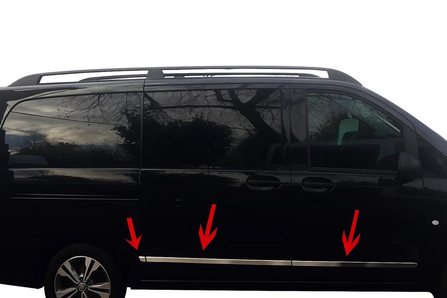 Mercedes Vito/V-class W447 2014- Türleisten Chrom (6-teilig, Edelstahl) Lang, 1 Schiebetür Image