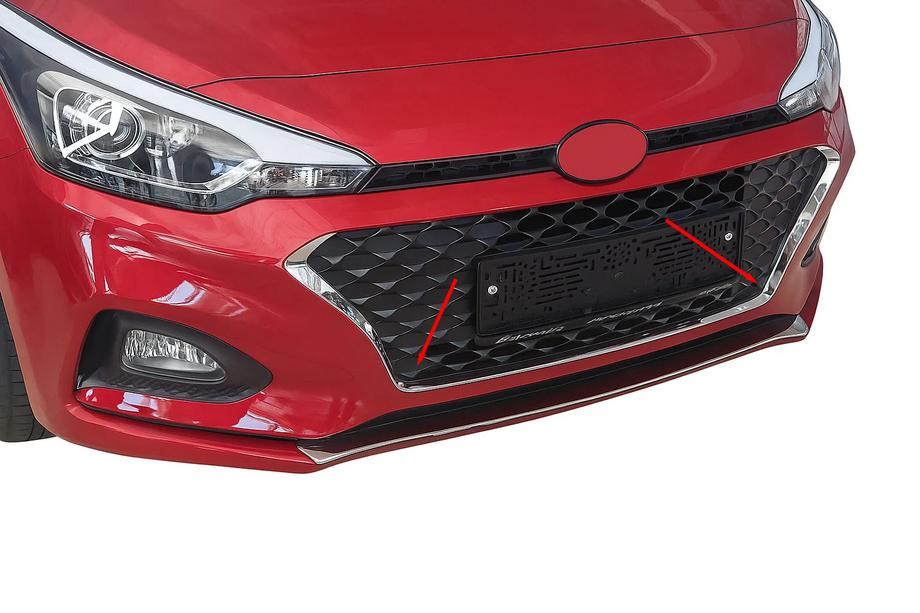 Hyundai I-20 2014-2020 Kühlergrill Zierleisten 2018-2020 (3 Stk, Edelstahl) Image