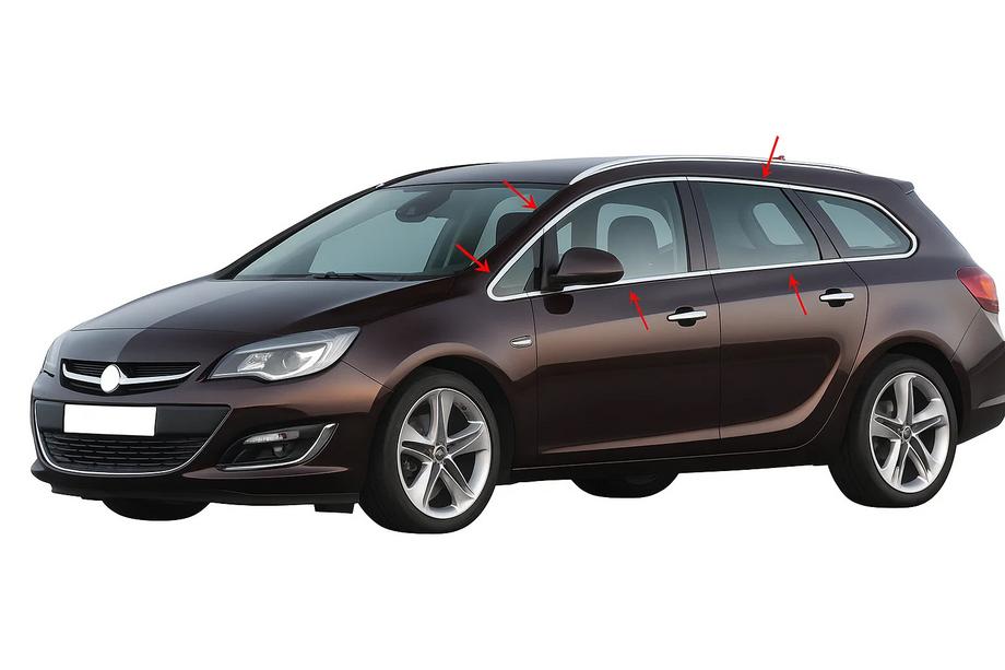Opel Astra J 2009-2015 Komplette Fensterrahmen Zierleisten Edelstahl (Sport Tourer, 12-tlg.) Foto 1
