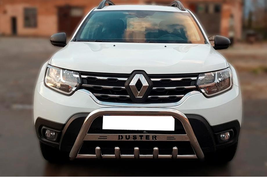 Dacia Duster 2018-2024 Frontbügel mit Schriftzug WT004 (Edelstahl) Image
