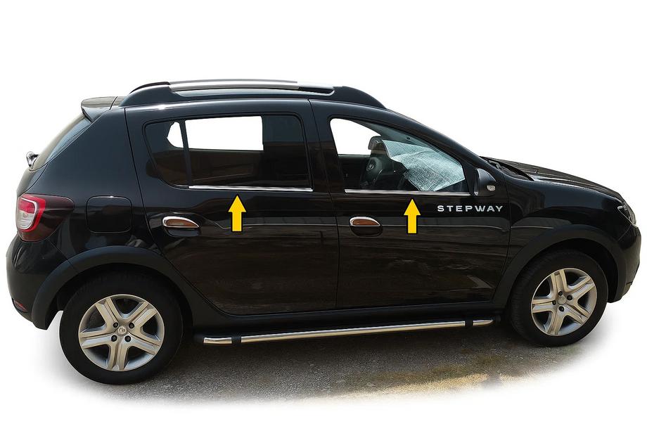 Dacia Sandero 2013-2020 Fensterzierleisten Edelstahl OmsaLine - Italienischer Edelstahl Image