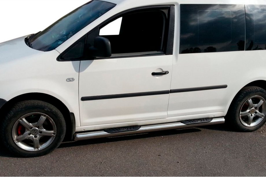 Volkswagen Caddy 2015-2020 Seitliche Rohre BB002 (2 Stk., Edelstahl) 60 mm, Standardbasis Foto 3