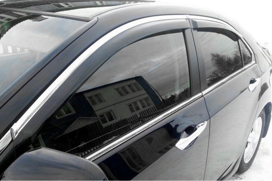 Honda Accord VIII 2008-2012 Windabweiser mit Chromleisten SD (4 Stk, HIC) Image