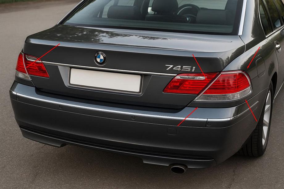 BMW 7 Series E65/66 2001-2008 Rückleuchten Abdeckungen Chrom (2 Stk., ABS) Image
