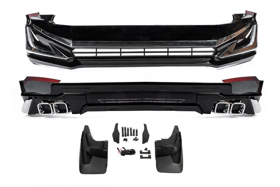 Toyota Land Cruiser Prado 150 2009-2023 Stoßstangenabdeckungen vorne und hinten Modelista V3-LED (2017-) Schwarz Foto 2
