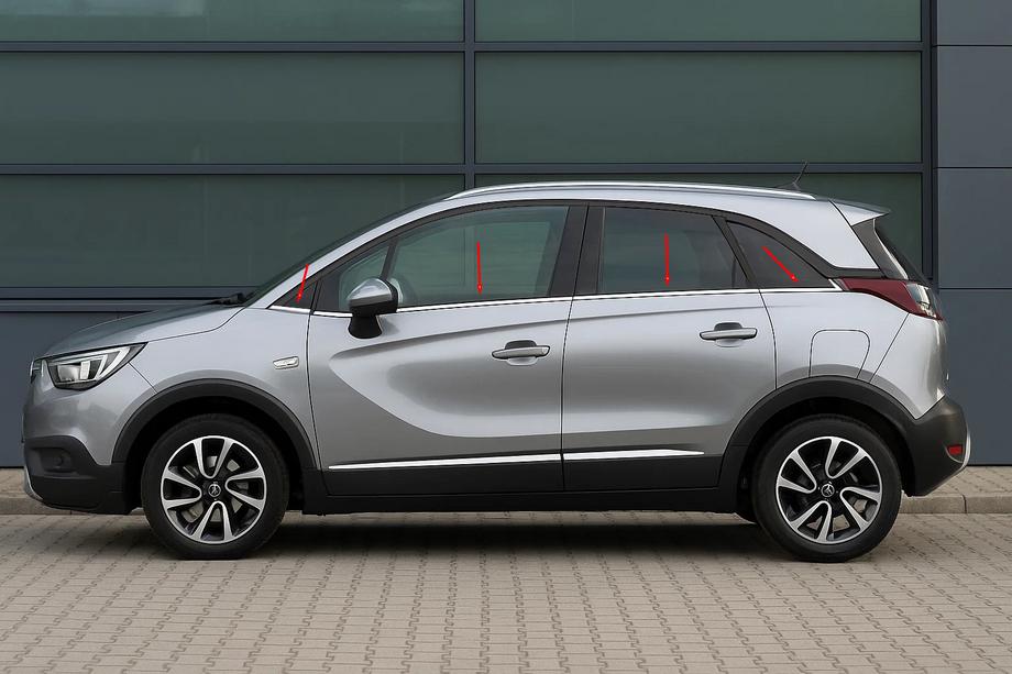 Opel Crossland X 2017-2024 Fensterleisten unten Edelstahl (8 Stk.) Carmos - Türkischer Edelstahl Image
