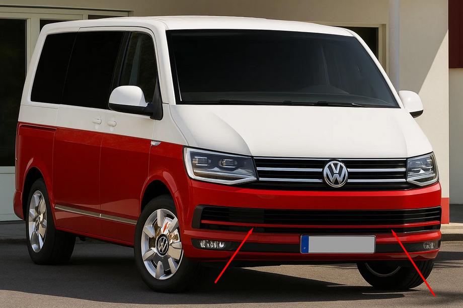 Volkswagen T6 2015-2024 Zierleisten für Kühlergrill Stoßstange 2015-2019 (3 Stk, Rot) Foto 1